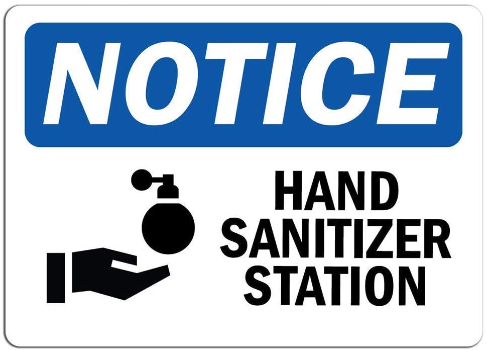 notice hand sanitizer station